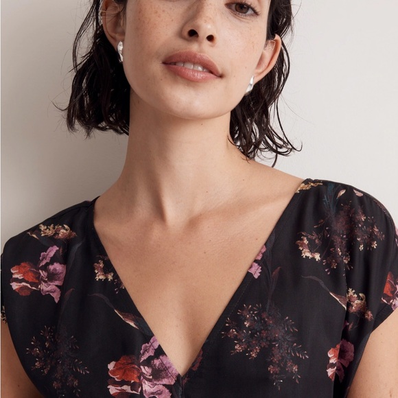 Madewell NWT Wide V Neck Midi Dress in Dark Bloom - Picture 3 of 8